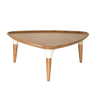 Manhattan Comfort 253451 HomeDock Triangle Coffee Table in Cinnamon and Off White